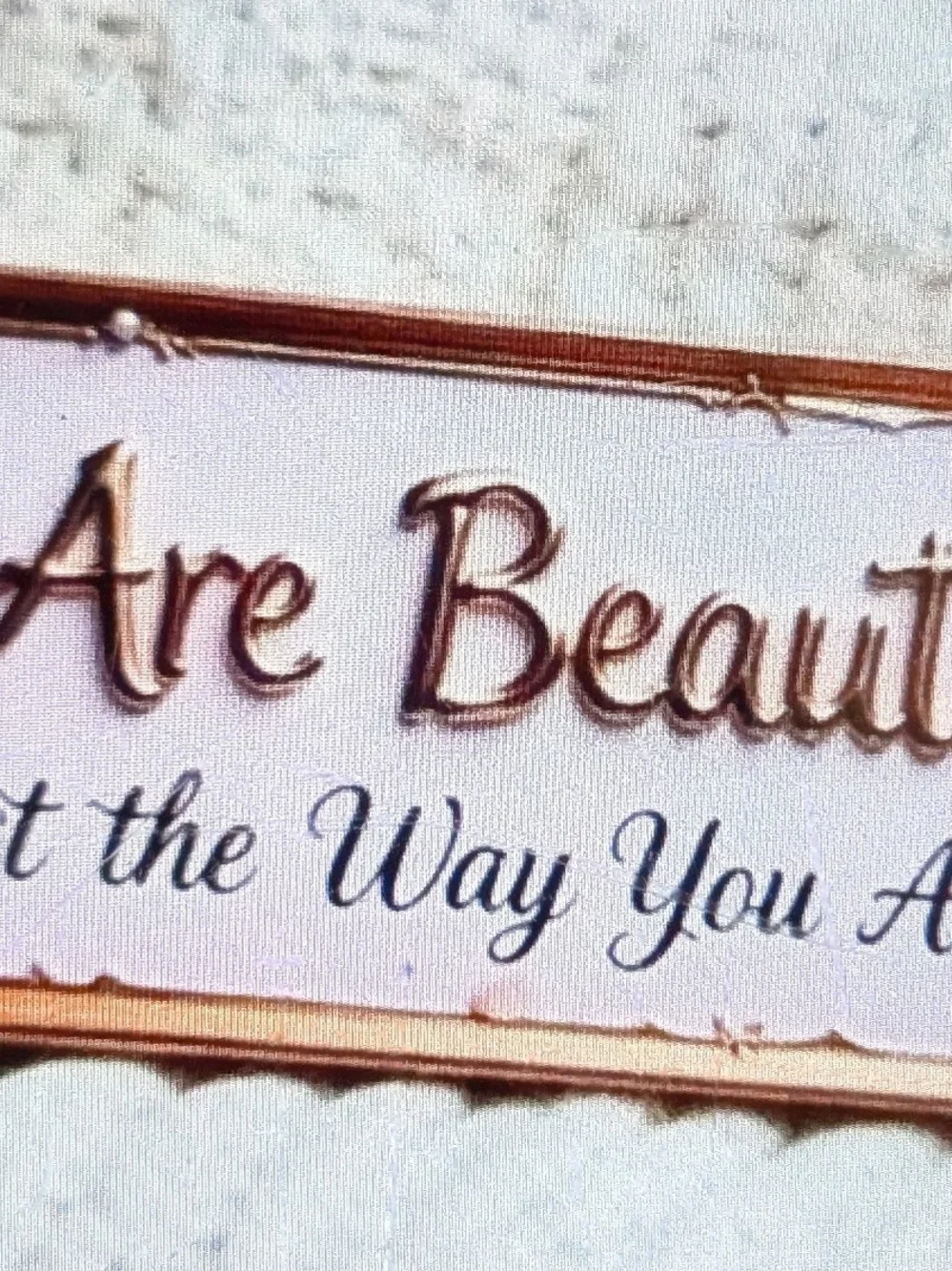 You Are Beautiful Wall Sign - Pink Metal 16 X 4